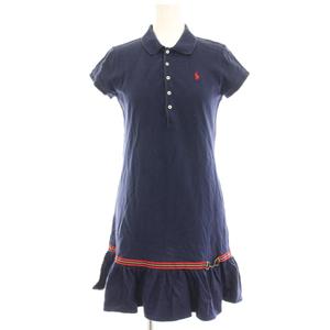ラルフローレン RALPH LAUREN 子供服 ポロワンピース 160/84 紺 ネイビー 半袖 フリル裾 ひざ丈 /HN キッズ