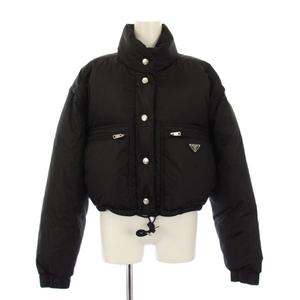 プラダ PRADA 23AW RE-NYLON トライアングルロゴ ダウンジャケット クロップド丈 40 黒 29Y132 /KH レディース