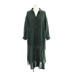 グリーンレーベルリラクシング ユナイテッドアローズ green label relaxing シャツワンピース 緑 グリーン 前開き 長袖 /AP レディース