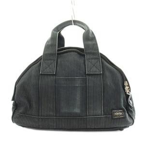 ポーター PORTER 吉田カバン ハンドバッグ ストライプ柄 キャンバス 黒 ブラック /AN29 レディース