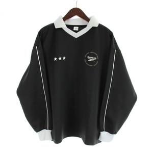 リーボック Reebok カットソー M 黒 ブラック 長袖 襟付き 星柄 /AP レディース