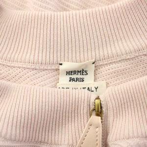 エルメス HERMES ニットカーディガン 半袖 ジップアップ 34 ピンク /KH レディース