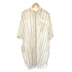 メゾンマルジェラ 4 Maison Margiela 4 20SS オーバーサイズシャツ ブラウス ストライプ 七分袖 XS アイボリー S51DL0335 /HN レディース