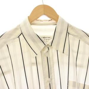 メゾンマルジェラ 4 Maison Margiela 4 20SS オーバーサイズシャツ ブラウス ストライプ 七分袖 XS アイボリー S51DL0335 /HN レディース