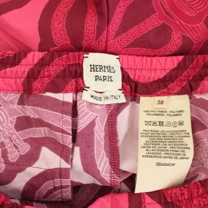 エルメス HERMES ショートパンツ ハーフパンツ イージー 鎧の幻想 ナイロン 総柄 38 ピンク 3E0454DW /HN レディース