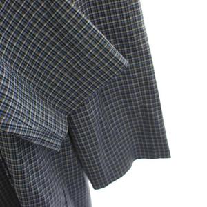 未使用品 プラダ PRADA ロングコート ウール アウター 52 青 ブルー カーキ 白 チェック 長袖 SGN738 /YM メンズ