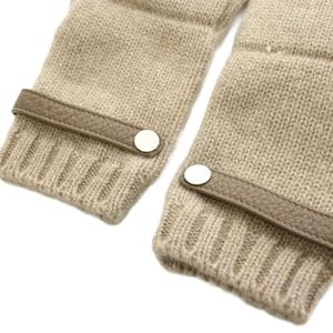 エルメス HERMES リオネル 手袋 カシミア ディアスキンレザー S ベージュ /AN18 ■OH レディース