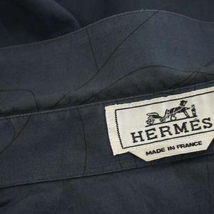 エルメス HERMES シャツ 長袖 総柄 17/43 紺 ネイビー /YT メンズ