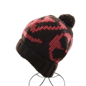 ルイヴィトン LOUIS VUITTON モノグラム ボネ グランフロア ニットキャップ ビーニー 帽子 ポンポン ウール ピンク 茶 ブラウン M72398 /AN8 ■OH レディース