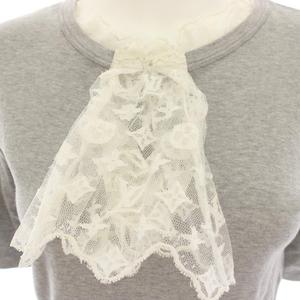 ルイヴィトン LOUIS VUITTON カットソー Tシャツ モノグラムレース フリル 半袖 M グレー /HN レディース
