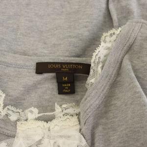 ルイヴィトン LOUIS VUITTON カットソー Tシャツ モノグラムレース フリル 半袖 M グレー /HN レディース