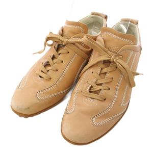トッズ TOD'S スニーカー ドライビングシューズ レザー 37 ベージュ /TK レディース
