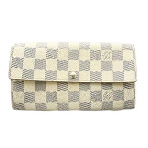 ルイヴィトン LOUIS VUITTON ダミエアズール ポルトフォイユサラ 長財布 小銭入れ 白 ホワイト N61735 /AN12 ■OH レディース