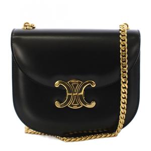 セリーヌ CELINE トリオンフ ブザス クレア チェーンショルダーバッグ レザー 黒 /KH ■OH レディース