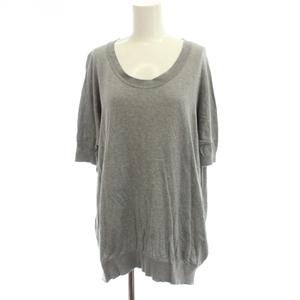 ジョンスメドレー JOHN SMEDLEY ニット セーター S グレー 無地 ラウンドネック 半袖 /JP57 レディース