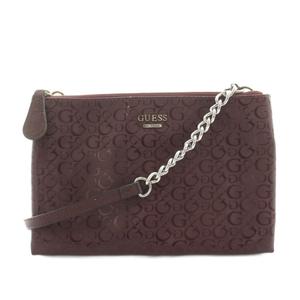 ゲス GUESS ショルダーバッグ チェーン 総柄 ロゴ ボルドー /AN57 レディース