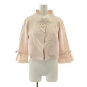 エムズグレイシー M'S GRACY ジャケット 上着 38 ピンク ラメ ノーカラー 七分袖 /DU47 レディース