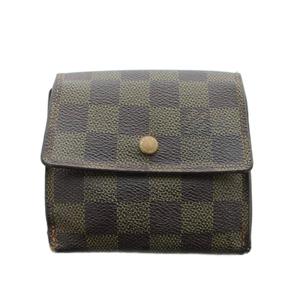 ルイヴィトン LOUIS VUITTON ダミエ ポルトフォイユ 二つ折り財布 小銭入れ Wホック 茶 ブラウン N61654 /AN ■OH レディース
