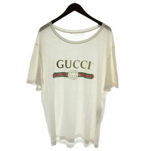 グッチ GUCCI Tシャツ L 白 ホワイト ロゴ 半袖 ラウンドネック /GG30 メンズ