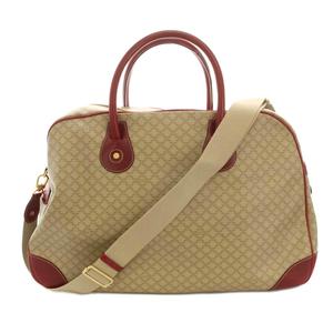 セリーヌ CELINE ハンドバッグ ボストンバッグ ショルダーバッグ 2way PVCレザー レザー マカダム柄 ベージュ 赤 レッド /YT4 ■OH レディース