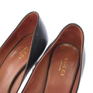 グッチ GUCCI パンプス リボン オープントゥ レザー 34 黒 ブラック /TK レディース