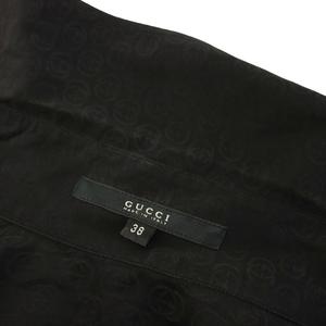 グッチ GUCCI トムフォード期 シャツ GG柄 シルク 長袖 38 黒 ブラック 113241 /TK レディース