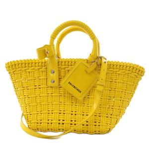 バレンシアガ BALENCIAGA ビストロ XS バスケット ハンドバッグ ショルダーバッグ 2way 黄 671342 /BM7 ■OH レディース