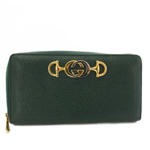 グッチ GUCCI ズゥミ Zumi 長財布 ラウンドファスナー レザー 緑 グリーン 570661 /TK ■OH レディース