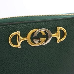グッチ GUCCI ズゥミ Zumi 長財布 ラウンドファスナー レザー 緑 グリーン 570661 /TK ■OH レディース