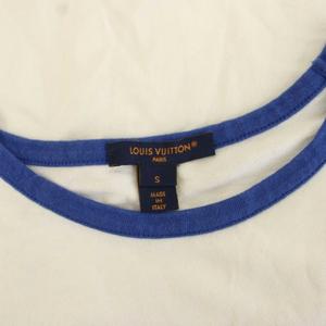 ルイヴィトン LOUIS VUITTON 23SS Tシャツ カットソー 半袖 ロゴ ボーダー S 白 ホワイト 青 ブルー RW232W OB0 FPTB06 /YM レディース