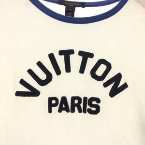 ルイヴィトン LOUIS VUITTON 23SS Tシャツ カットソー 半袖 ロゴ ボーダー S 白 ホワイト 青 ブルー RW232W OB0 FPTB06 /YM レディース