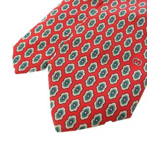 グッチ GUCCI ネクタイ 総柄 レギュラータイ 赤 レッド 緑 グリーン /TK ■OH メンズ