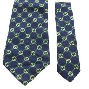 グッチ GUCCI ワイドタイ ネクタイ GGマーク シルク 絹 紺 ネイビー 緑 グリーン /AN ■OH メンズ