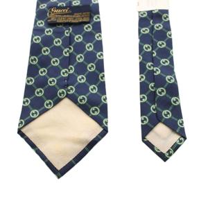 グッチ GUCCI ワイドタイ ネクタイ GGマーク シルク 絹 紺 ネイビー 緑 グリーン /AN ■OH メンズ