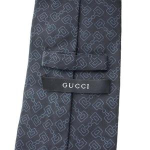 グッチ GUCCI ネクタイ シルク 総柄 紺 ネイビー グレー /YM ●D ■OH メンズ