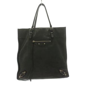 バレンシアガ BALENCIAGA ザ ペーパーバッグ トートバッグ ハンドバッグ レザー ミラー付き 黒 ブラック 255412 /KU ■OH レディース