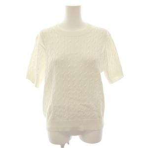 未使用品 23区 オンワード樫山 19SS タグ付き ニット カットソー ケーブル編み 半袖 大きいサイズ 44 白 ホワイト KRWWKM0501 /HN レディース