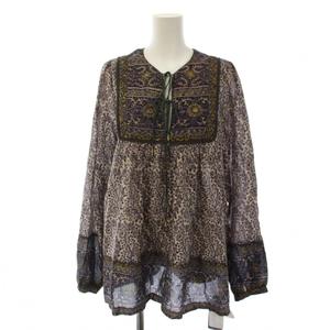 未使用品 アパルトモン ドゥーズィエムクラス L'Appartement DEUXIEME CLASSE 25SS Indian Cotton Blouse シャツ ブラウス 長袖 総柄 F 青 25050570003610 /BM レディース