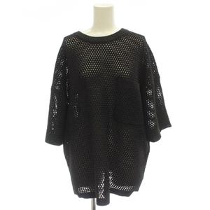 シティショップ CITYSHOP 25SS ニット セーター 黒 ラメメッシュ ラウンドネック 半袖 /JP レディース