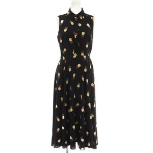 ケイトスペード KATE SPADE ノースリーブ ワンピース ロング パイナップル柄 0 黒 ブラック NJMU9060 /☆G レディース