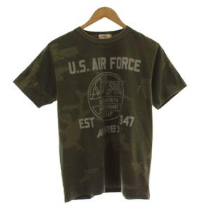 アヴィレックス AVIREX Tシャツ M カーキ カモフラ柄 半袖 ロゴプリント /DU メンズ