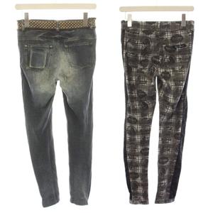 ヒステリックグラマー HYSTERIC GLAMOUR スキニーパンツ リバーシブル デニムプリント チェック 総柄 F グレー 青 ブルー 0133CP02 /HN レディース