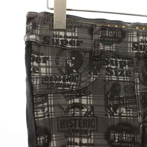 ヒステリックグラマー HYSTERIC GLAMOUR スキニーパンツ リバーシブル デニムプリント チェック 総柄 F グレー 青 ブルー 0133CP02 /HN レディース