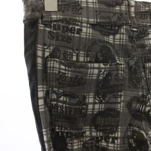 ヒステリックグラマー HYSTERIC GLAMOUR スキニーパンツ リバーシブル デニムプリント チェック 総柄 F グレー 青 ブルー 0133CP02 /HN レディース