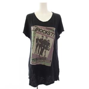ヒステリックグラマー HYSTERIC GLAMOUR CRAMPS Tee free Tシャツ カットソー 半袖 麻 リネン プリント F 黒 ブラック 0152CT09 /HN レディース