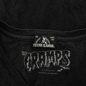 ヒステリックグラマー HYSTERIC GLAMOUR CRAMPS Tee free Tシャツ カットソー 半袖 麻 リネン プリント F 黒 ブラック 0152CT09 /HN レディース