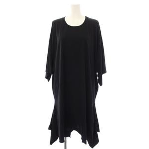 未使用品 エムエムシックス メゾンマルジェラ MM6 Maison Margiela 26SS ワンピース ひざ丈 半袖 クルーネック S 黒 S52CT0795 /BM レディース