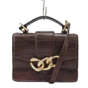 ザラ ZARA ショルダーバッグ ハンドバッグ 2way 型押し 茶 ブラウン /AN レディース