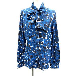 ラブモスキーノ LOVE MOSCHINO ブラウス シャツ 長袖 ボウタイ 花柄 42 