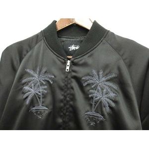 ステューシー STUSSY トラックジャケット ジャージ ブルゾン 刺繍 M 黒